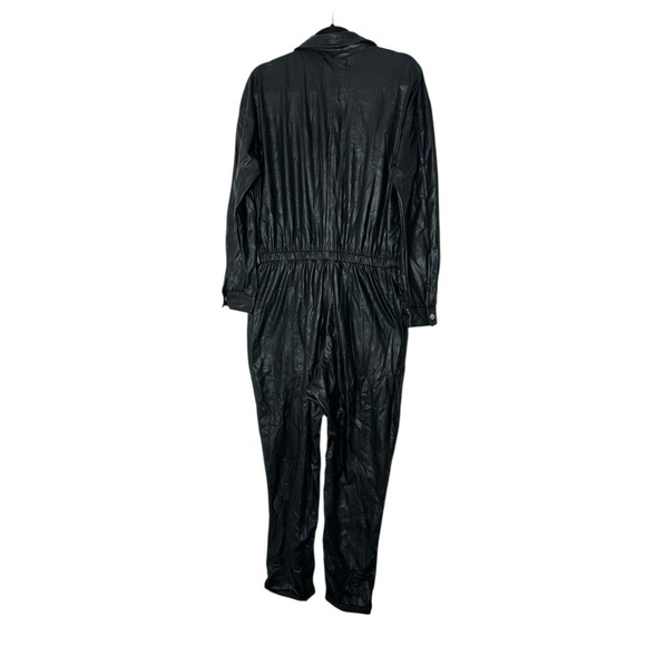 New Blank NYC Jumpsuit Womens Large Black Vegan Leather Moto Flight Suit NO BELT - Picture 4 of 13